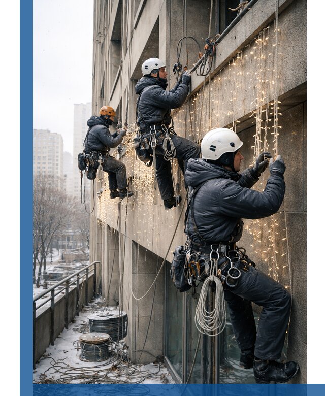 Монтаж новогодней иллюминации и украшение фасадов в Бирске