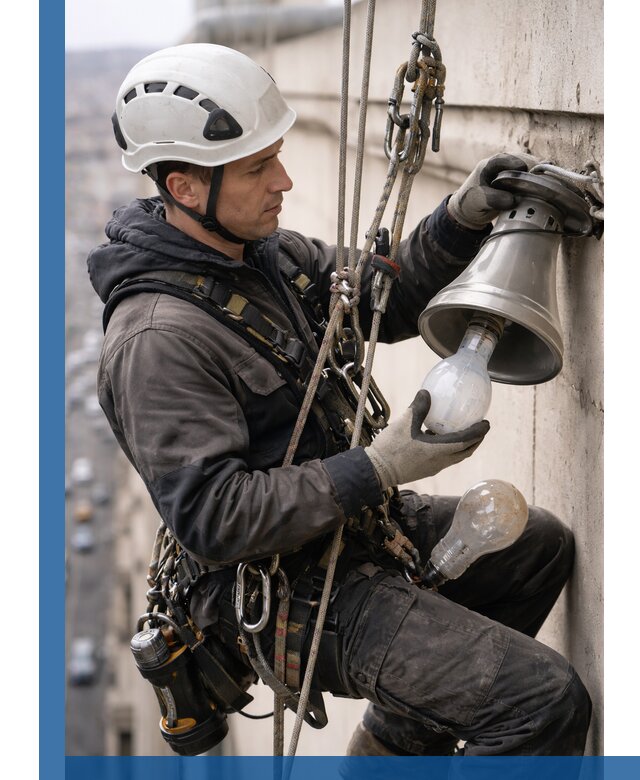 Замена ламп на высоте в Бирске профессионально и быстро