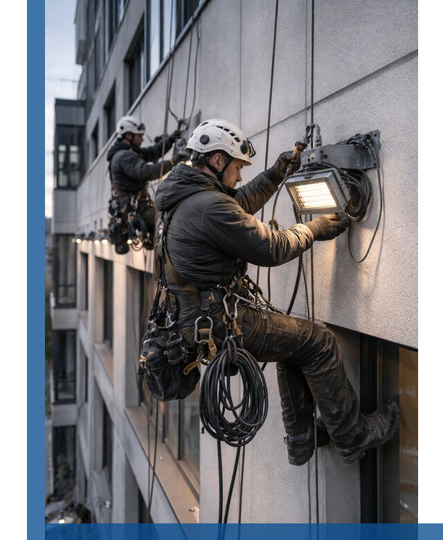 Монтаж фасадного освещения в Бирске установка и подключение