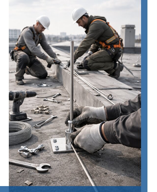 Монтаж молниезащиты на кровле в Бирске цена от 25985 р. | ВЫСОТНИК-Брк