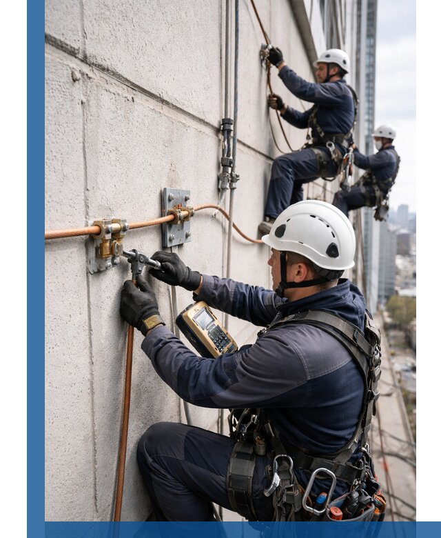 Монтаж системы заземления здания и молниезащиты в Бирске