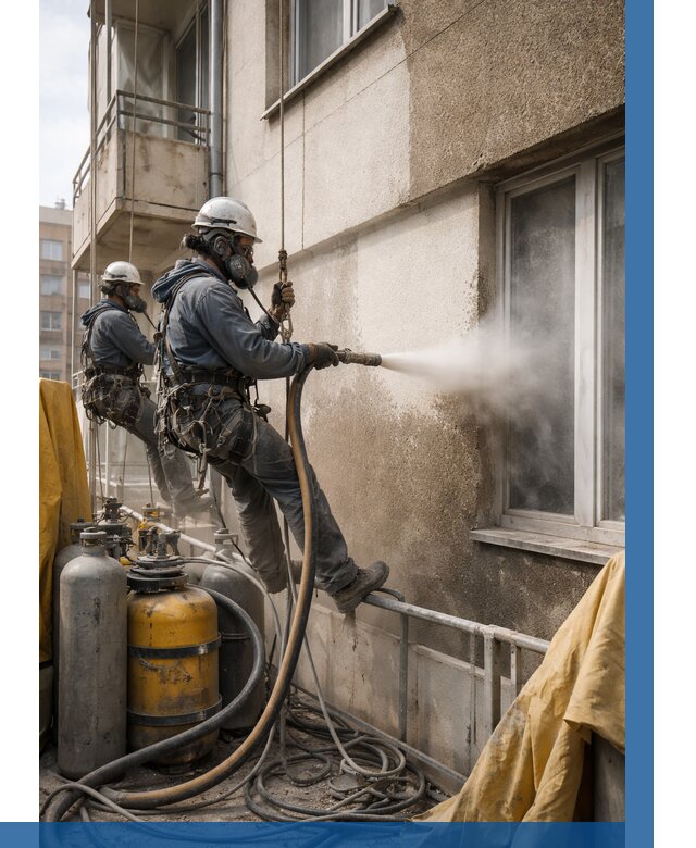 Пескоструйная очистка фасада в Бирске от 676 р. | ВЫСОТНИК-Брк