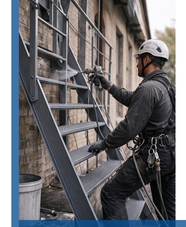 Покраска и антикоррозионная защита пожарных лестниц в Бирске