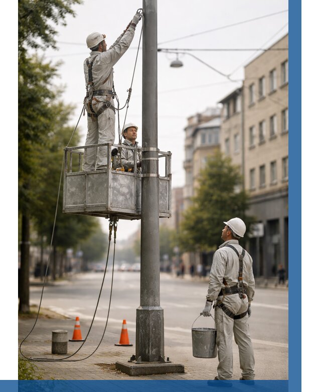 Покраска опор освещения в Бирске от 5197 р. | ВЫСОТНИК-Брк