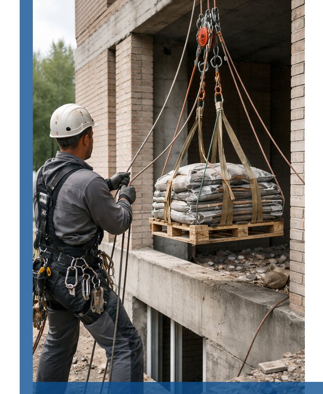 Подъем материалов на этаж веревками в Бирске оперативно