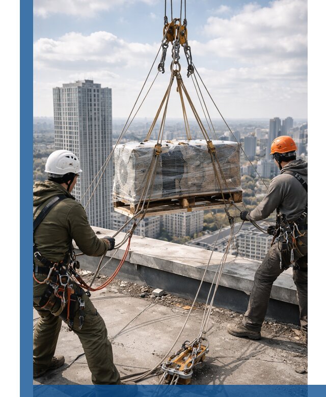 Подъем и монтаж крупногабаритных грузов на крышу в Бирске