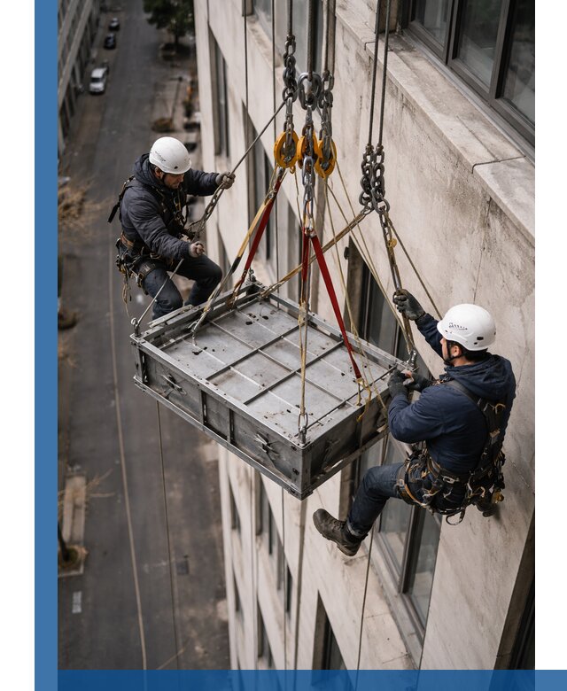 Спуск и подъем грузов по фасаду в Бирске для зданий