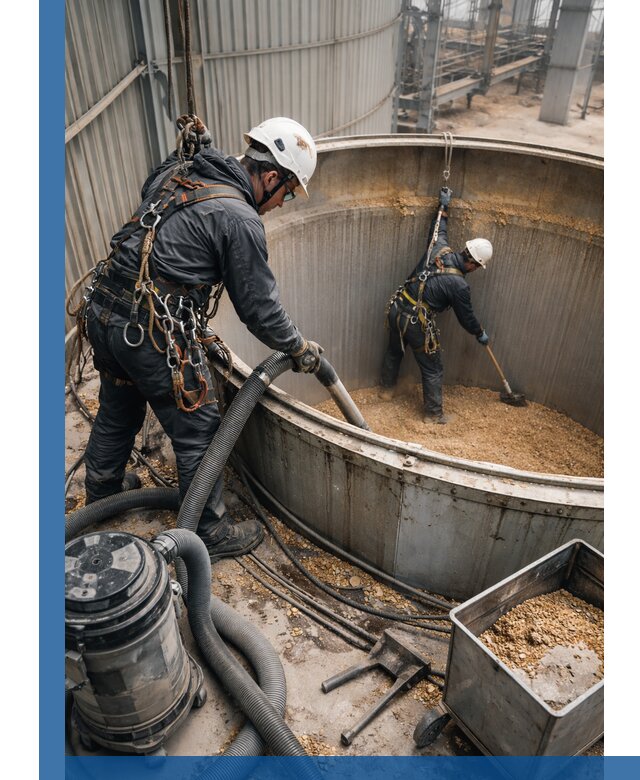 Профессиональная чистка зерновых бункеров в Бирске с выездом