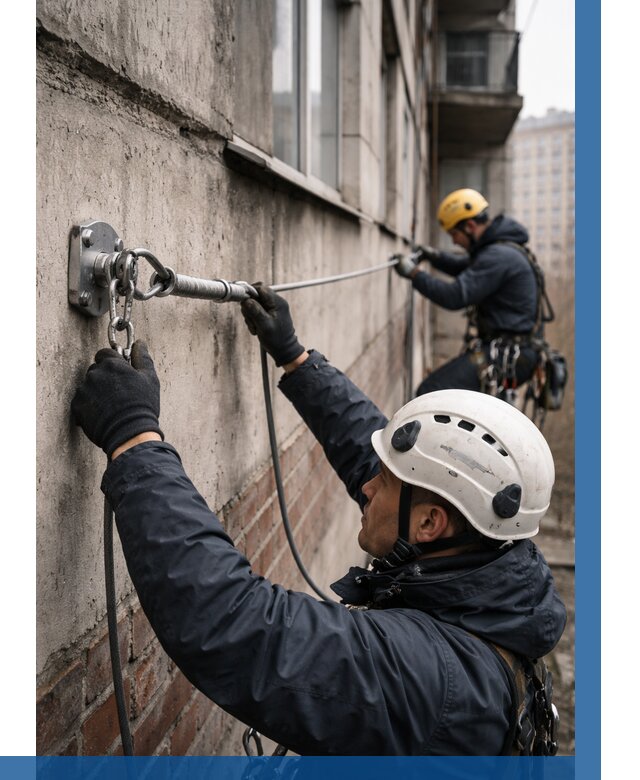 Монтаж анкерных линий в Бирске от 3118 р. | ВЫСОТНИК-Брк