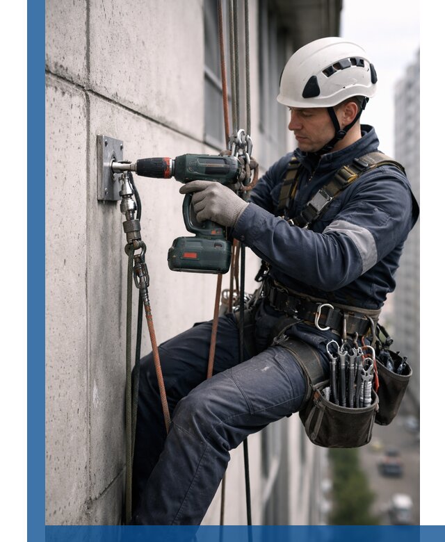 Установка анкерных точек для высотных работ в Бирске